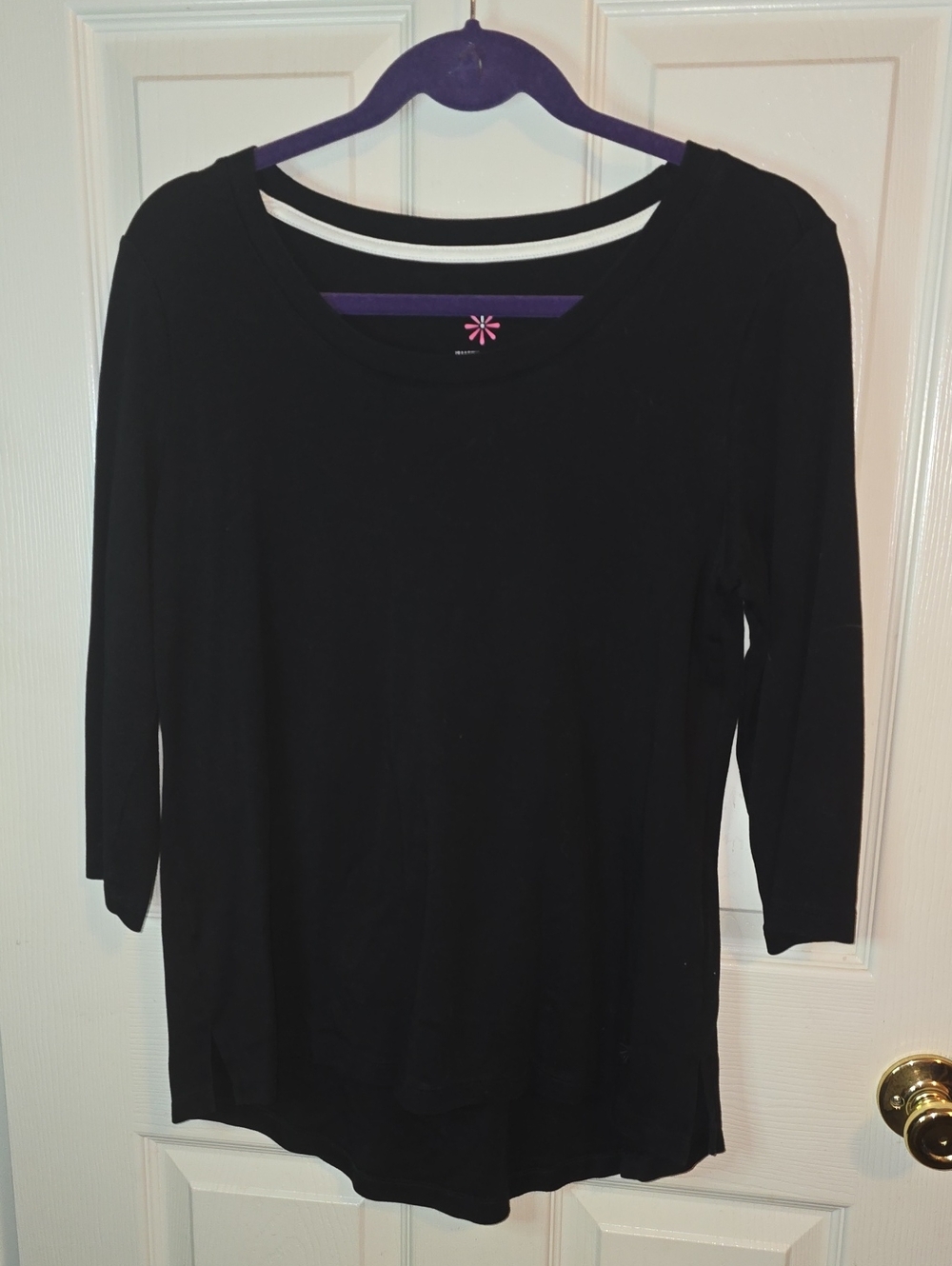 Isaac Mizrahi Black Scoop Neck Long Sleeve Tee